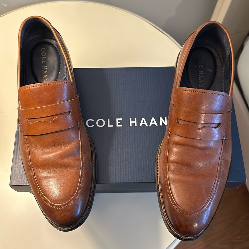 Men’s Cole Haan Buckland Penny Loafer, Size 10.5, Color British Tan